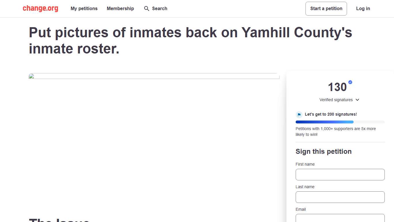 Petition · Put pictures of inmates back on Yamhill County's inmate roster. - United States · Change.org